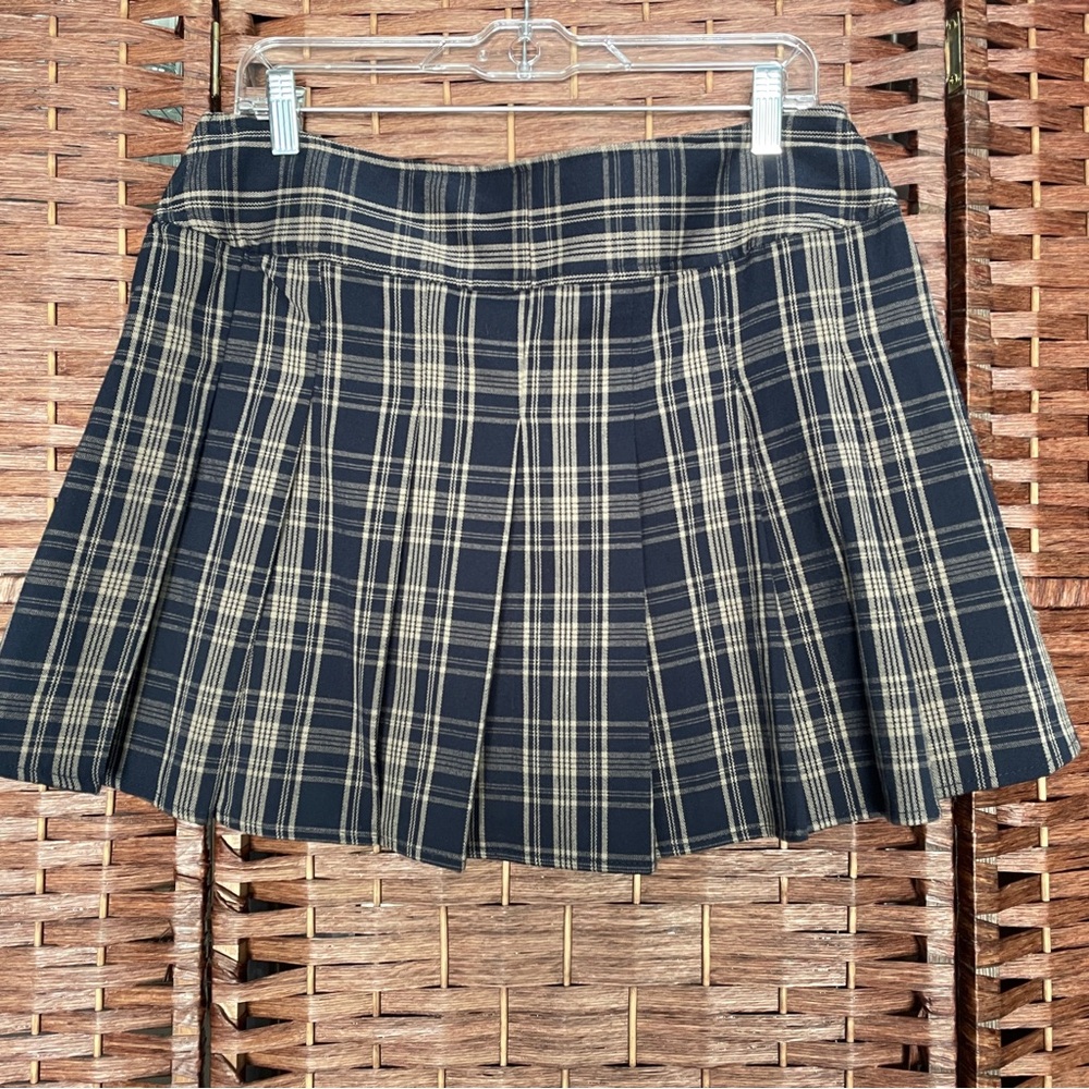 Social Collision Plaid Pleated Mini Skirt - Academia Y2K Grunge Whimsigoth, XL. - Picture 4 of 7